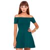 Motel Rocks Motel Catalina Off Shoulder Skater Dress in Forest