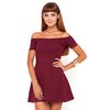 Motel Rocks Motel Catalina Off Shoulder Skater Dress in Merlot
