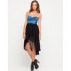 Motel Rocks Motel Chika Strapless Dip Hem Dress in Foil Blue
