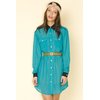 Motel Rocks Motel Cilla Contrast Shirt Dress in Teal