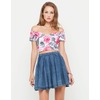 Motel Rocks Motel Dani Off Shoulder Crop in Pink Flower Buzz