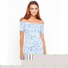 Motel Debbie Off Shoulder Dress in Paisley Blue