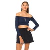 Motel Diana Off The Shoulder Crop Top in Navy
