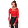 Motel Rocks Motel Eddi Cut Out Long Sleeved Crop in Red