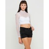 Motel Rocks Motel Ella Turtleneck Mesh Crop Top in White