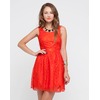 Motel Rocks Motel Evie Lace Skater Dress in Coral