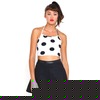 Motel Rocks Motel Fonda Halter Crop in Black and White Polka