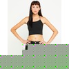 Motel Fonda Halter Crop Top in Black Spandex