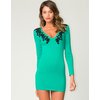 Motel Rocks Motel Ginetta Dress in Jade and Black Lace