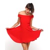 Motel Jemima Off The Shoulder Dress in Silky Red