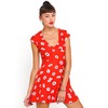 Motel Rocks Motel Julia Cap Sleeve Dress in Red Daisy Print