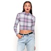 Motel Rocks Motel Lara Turtleneck Crop Top in Pink Tartan
