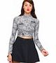 Motel Lara Turtleneck Crop Top in Snake Waffle