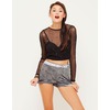 Motel Rocks Motel Linda Long Sleeve Crop in Black with Grey