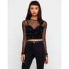 Motel Rocks Motel Linda Long Sleeve Mesh Crop in Black with