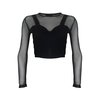 Motel Rocks Motel Linda Long Sleeve Mesh Crop in Black