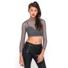 Motel Rocks Motel Lulu Metallic Mesh Long Sleeved Top in Black
