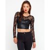 Motel Rocks Motel Marion Long Sleeve PU Top in Black Skull
