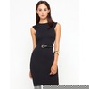 Motel Rocks Motel Patricia Belted Pencil Dress in Black Airtex