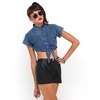 Motel Rocks Motel Penny Tie Front Crop Shirt in Acid Wash