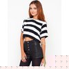 Motel Rocks Motel Petro Box Crop Top in Horizontal stripe