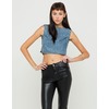 Motel Rocks Motel Renie Sleeveless Crop Top in Acid Wash Denim