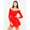 Motel Rocks Motel Saskia Off Shoulder Skater Dress in Red