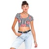 Motel Rocks Motel Tabby Crop Tee in Pink Rose Stripe Print