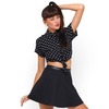 Motel Rocks Motel Tie Front Crop Penny Shirt in Black And