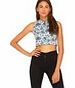 Motel Rocks Motel Xaria Crop Top in Wall Paper Blue and White