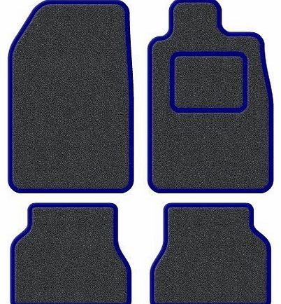 Motionperformance Essentials Custom Fit Tailor Made Anthracite Carpet Car Mats with Blue Trim Edging for Citroen C2 (2003 Onwards) - Drivers Side Double Thickness Protection Heel Pad