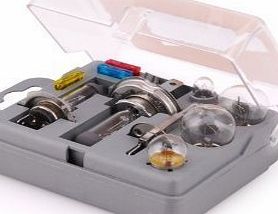 MOTORING ESSENTIALS UNIVERSAL SPARE BULB KIT INCLUDING H1 H4 H7 BULBS & FUSES