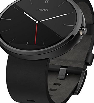 Motorola Moto 360 Smartwatch - Dark Chrome/Black Leather Strap
