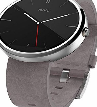 Motorola Moto 360 Smartwatch- Light Chrome/Stone Leather Strap
