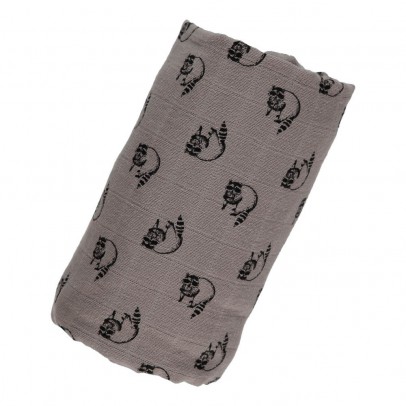 Moumout Papuche Raccoons Fitted Sheet Grey 60x120