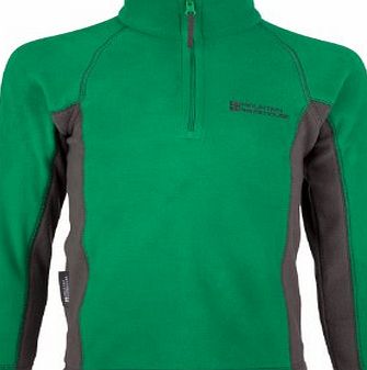 Mountain Warehouse Ashbourne Kids Microfleece Walking Hiking Lightweight Micro Fleece Sweater Top Green 5-6 years