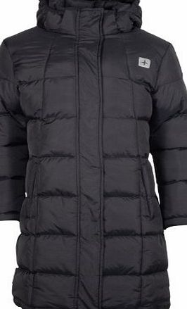 Mountain Warehouse Charlotte Long Length Girls Padded Showerproof Water Resistant Jacket Coat Black 7-8 years