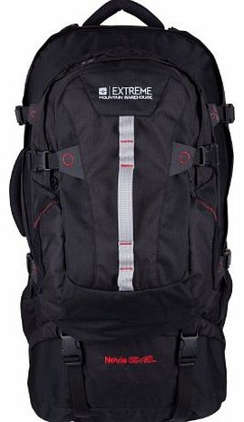 Nevis Extreme 65L + 15L Litre Rucksack Bag Trekking Cover Waterproof Hydration Black One Size