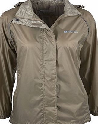 Mountain Warehouse Pakka Womens Waterproof Pack Away Lightweight Rain Coat Sport Running Jacket Dark Beige 8