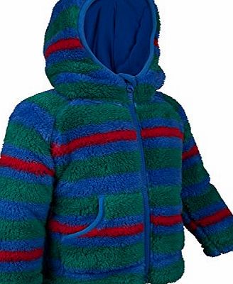 Yogi Stripe Junior Baby Supersoft Textured Fleece Warm Hooded Hoodie Sweater Red 12-18 months