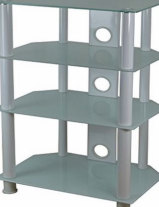 Mountright  UMWHW Black Glass Hifi AV DVD Console Amplifier Speaker Rack Stand (White Glass - White Legs)