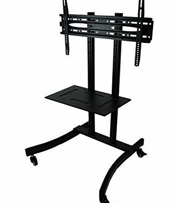 MountRight Black All Steel Trolley TV Display Stand With Bracket and Castors (wheels) For 32`` up to 60`` Inch LED, LCD & Plasma Screens (Medium Height)