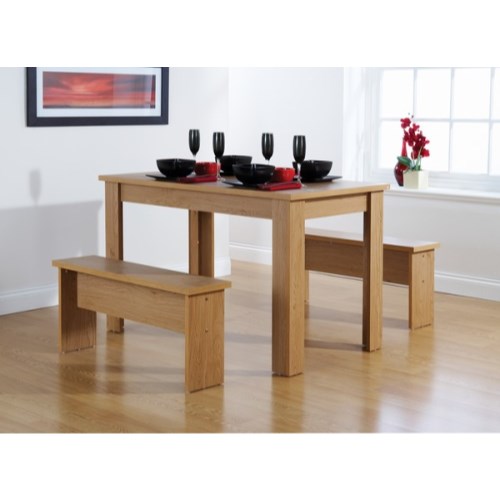 Mountrose Chicago Bench Dining Set in Oak
