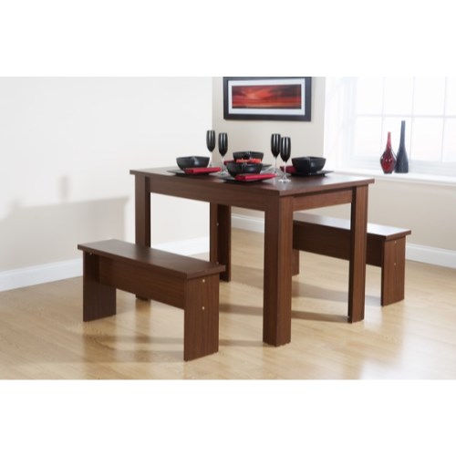 Mountrose Chicago Bench Dining Set in Walnut