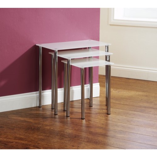 white nest of tables