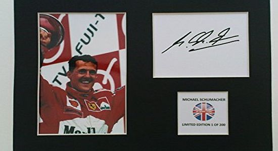 MOUNTSTORE LIMITED EDITION MICHAEL SCHUMACHER SIGNED DISPLAY PRINTED AUTOGRAPH FORMULA ONE F1 AUTOGRAPH AUTOGRAF AUTOGRAM SIGNIERT SIGNATURE MOUNT FRAME