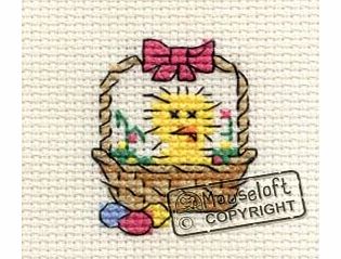 Mouseloft Mini Cross Stitch Card Kit - Easter Chick Basket, Occasions Collection