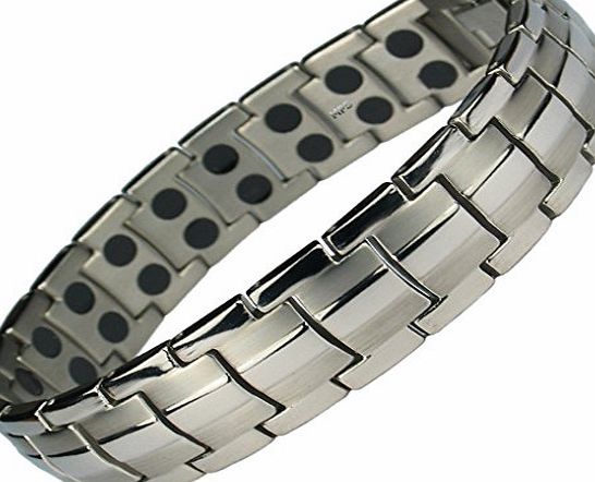 MPS EUROPE Classic Titanium Magnetic Bracelet with Fold-Over Clasp, Powerful 3,000 gauss Magnets   Free Gift Wallet. Size M, MORE LENGTHS AVAILABLE
