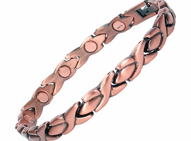 MPS Ladies best seller Copper Magnetic Therapy Bracelet with clasp and 3,000 gauss Neodymium Magnets - Small - 16.5 cm