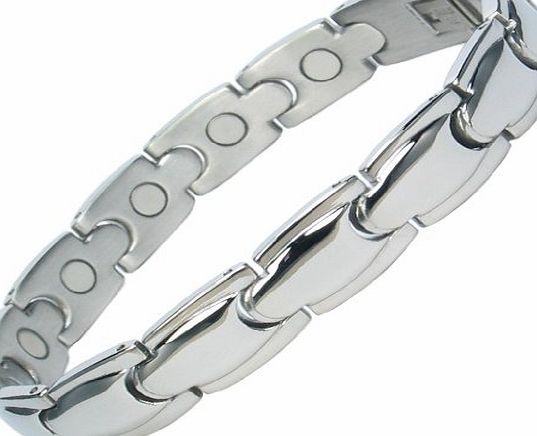 MPS Special Offer Classic Stainless Steel Magnetic Bracelet with Fold-Over Clasp, Powerful 3,000 gauss Magnets   Free Gift Wallet. Size XS, MORE LENGTHS AVAILABLE